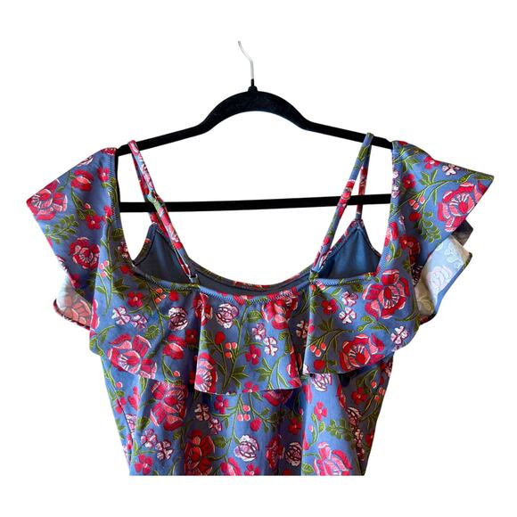 Adore Me Audrie One Piece Swimsuit Floral Print Roses Ruffles Size L - Picture 6 of 9